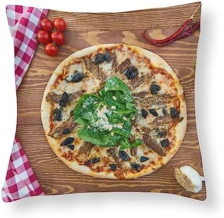 16x16 Food Pizza Pillow Cover Satin Throw