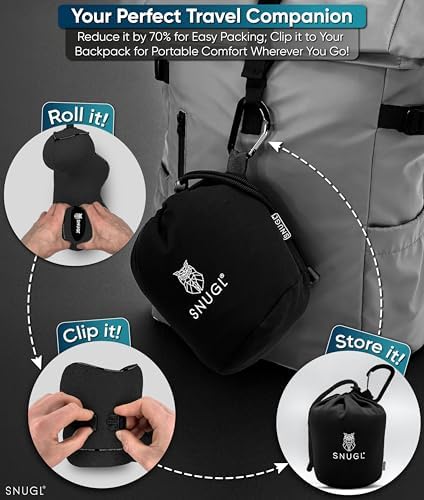 SNUGL Travel Pillow Neck Support for Long Flights