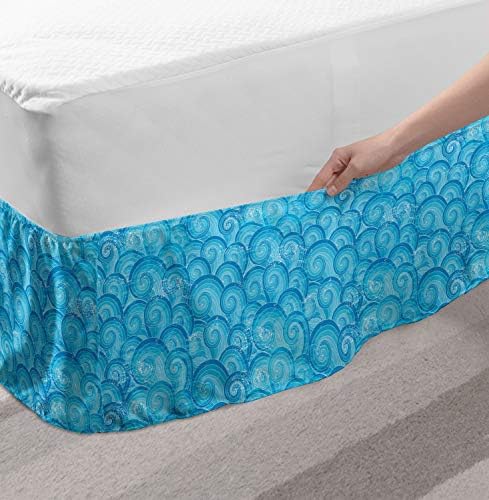 Ambesonne Grunge Bedskirt with Ocean Waves Print