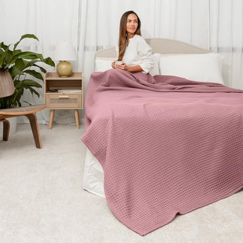 Comfy Cubs Cotton Waffle Throw Blanket - Mauve 50 X 60