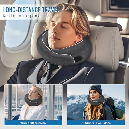 4litamz Travel Neck Pillow with Memory Foam and Velcro Closure