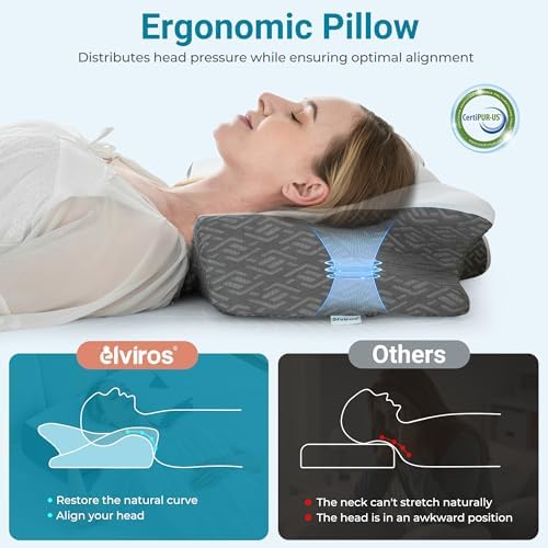 Elviros Cervical Neck Pillow for Sleep Relief