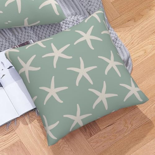 Coastal Pillow Covers 18x18 Blue Starfish Set of 2