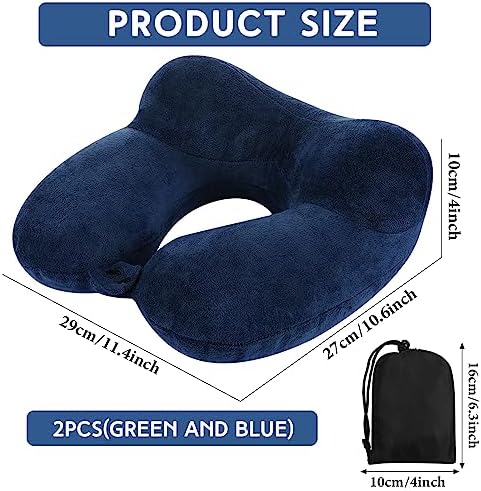 Sintuff 2 Pack Inflatable Neck Travel Pillow with Blindfold and Compact Bag
