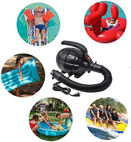 BOMPOW Electric Air Pump for Inflatables 600W Black 4 Nozzles