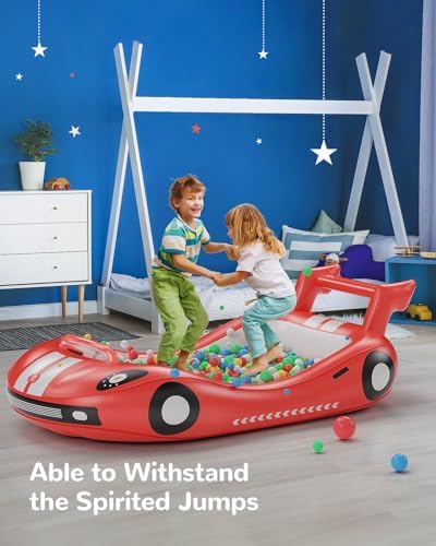 QPAU Inflatable Kids Bed with Sides - Racing Car Design