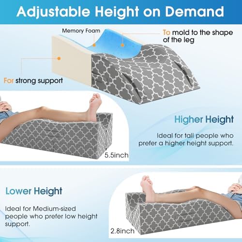 CloudBliss Adjustable Leg Elevation Pillow with Cooling Memory Foam