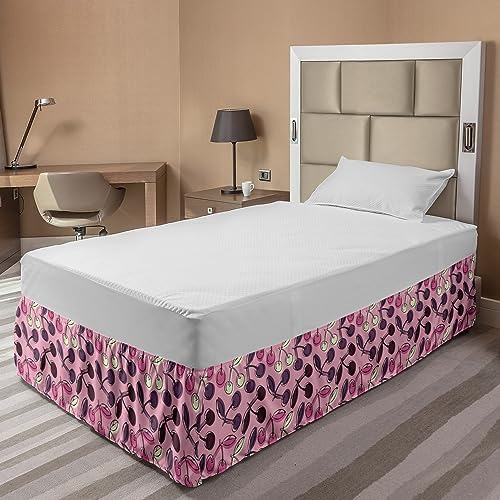 Ambesonne Pastel Cherry Branches Bed Skirt TwinTwin XL Pale Pink