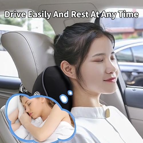 2 Pack Car Headrest Pillow with Sleep Mask for Neck Support
