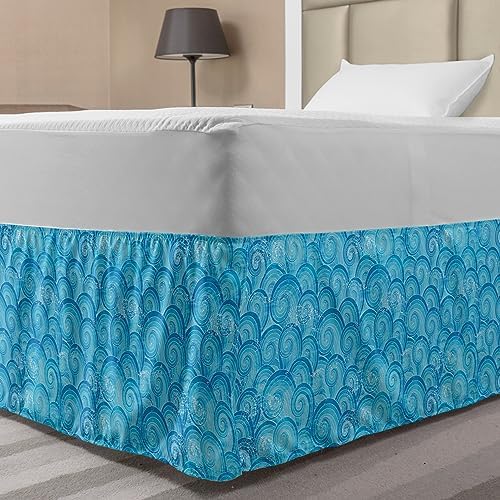 Ambesonne Grunge Bedskirt with Ocean Waves Print