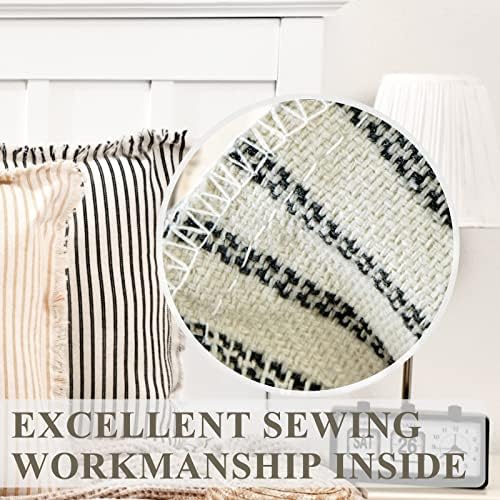 ZWJD Throw Pillow Covers 20x20 Set of 2 Striped with Fringe