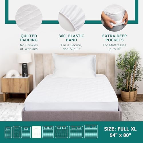Full XL Waterproof Mattress Pad with Quilted Pillow Top