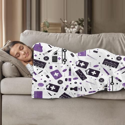 Plistiz Nurse Medical Theme Throw Blanket 50x60