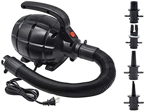 BOMPOW Electric Air Pump for Inflatables 600W Black 4 Nozzles
