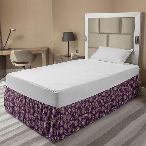 Ambesonne Bicolour Floral Bed Skirt - TwinTwin XL Plum Almond 1