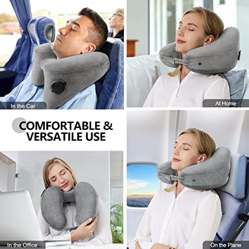Sunany Travel Neck Pillow with Velour Cover and Drawstring Bag 1