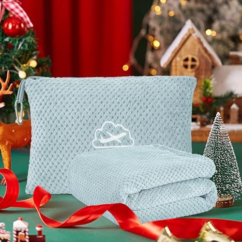 BEDELITE Travel Blanket Pillow Set 2-in-1 Blue