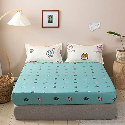 FCLDESHOP 3pcs Deep Pocket Fitted Sheets with Pillowcases 150cm200cm Blue