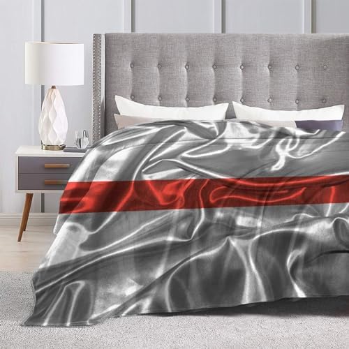 Silk Style Thin Red Line Flag Throw Blanket 40x30 1