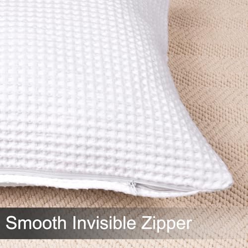 PHF 100 Cotton Waffle Weave Lumbar Pillow Covers 2 Pack