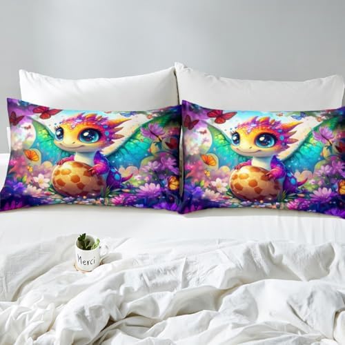 Castle Fairy Cartoon Dragon Bed Sheet Set Twin Size 1