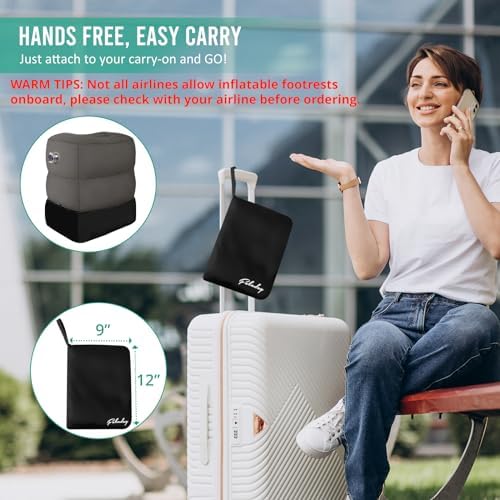 Fabuday Inflatable Travel Foot Rest Pillow 2 Pack - Dark Gray