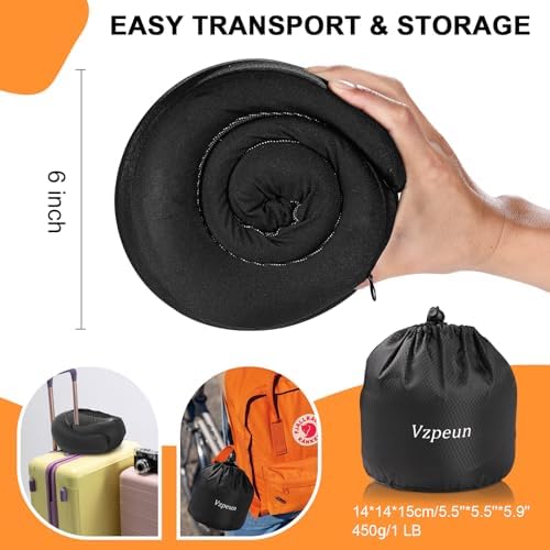 Vzpeun Travel Pillow - Hooded Neck Support for Airplane and Office