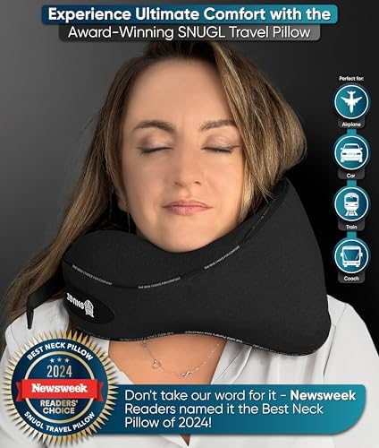 SNUGL Travel Pillow Neck Support for Long Flights