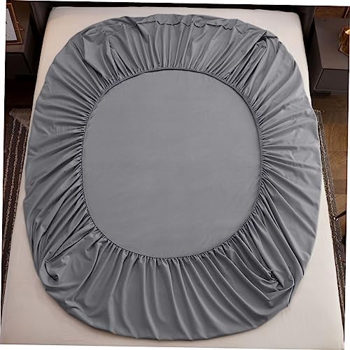 Elastic Fitted Mattress Cover Slip Protector Grey Cotton Bed Sheet