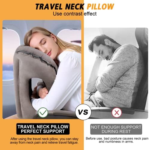 BLABOK Inflatable Travel Pillow with Eye Mask and Earplugs