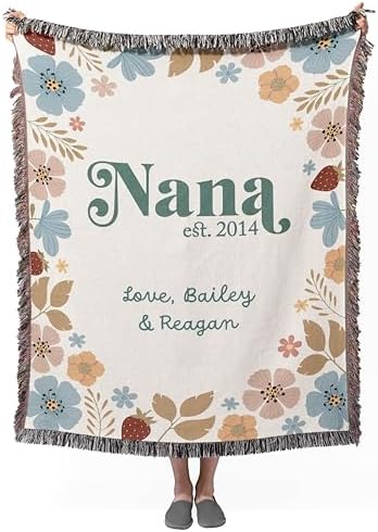 Personalized Woven Cotton Throw Blanket with Kids Names
