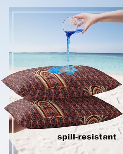 Waterproof Pillow Protector 2 Pack - Soldier Brown Metallic Geometric Design 12x20