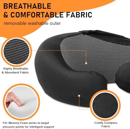 Vzpeun Travel Pillow - Hooded Neck Support for Airplane and Office