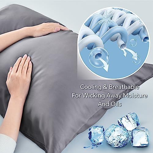 BEDELITE Cooling Pillowcases Queen Size 20x30 Grey