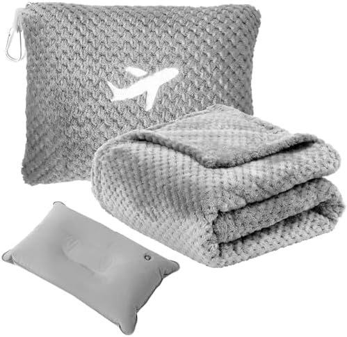 Nenolix Travel Blanket Set with Pillow and Carry Bag