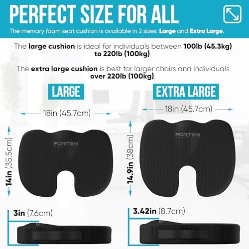 FORTEM XL Memory Foam Chair Cushion with Back Support