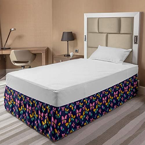 Ambesonne Nature Bed Skirt with Flying Butterflies Print