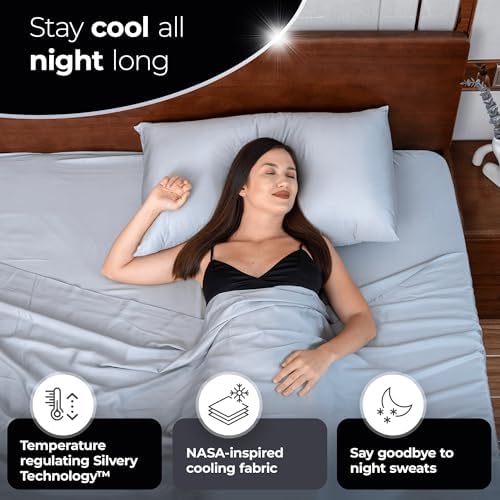 Silvery Satin Pillowcases Set - 2 Pack Cooling and Hygienic