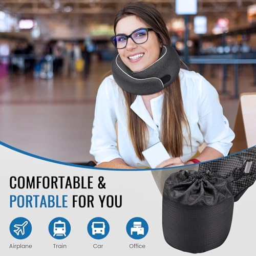 4litamz Travel Neck Pillow with Memory Foam and Velcro Closure