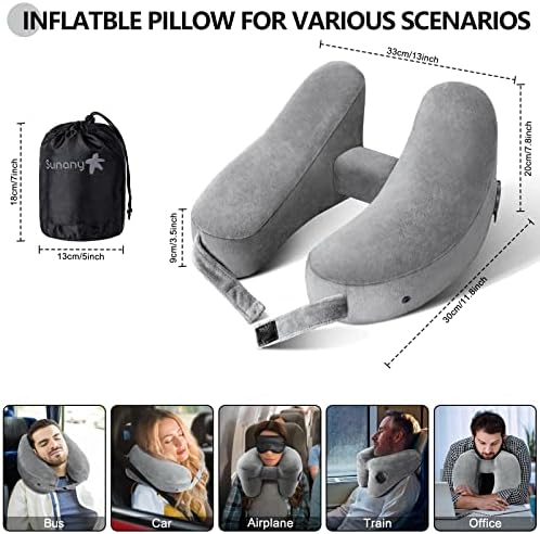 Sunany Travel Neck Pillow with Velour Cover and Drawstring Bag 1