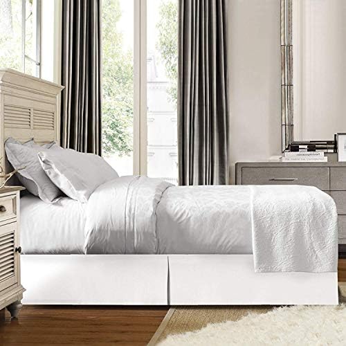 Clara Clark JS Sanders Solid Bedskirt Queen Size White