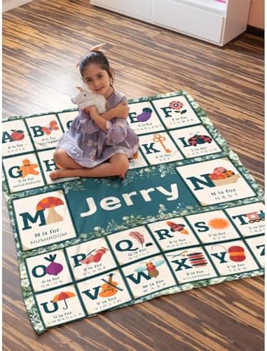 ZHONGKUI Custom Flora Alphabet Soft Throw Blanket