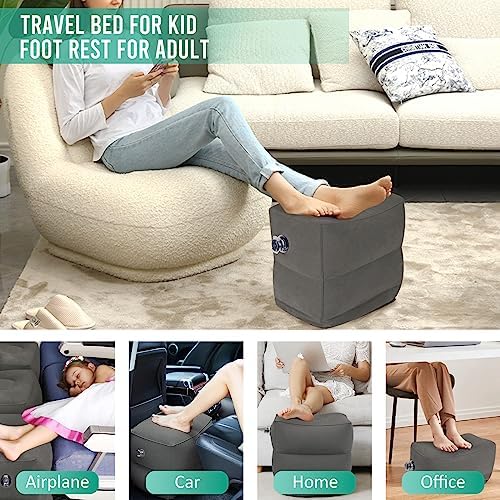 Fabuday Inflatable Travel Foot Rest Pillow 2 Pack - Dark Gray