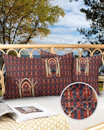 Waterproof Pillow Protector 2 Pack - Soldier Brown Metallic Geometric Design 12x20