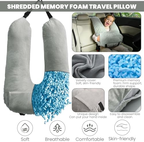 MOAOO Travel Pillow for Kids and Adults Gray