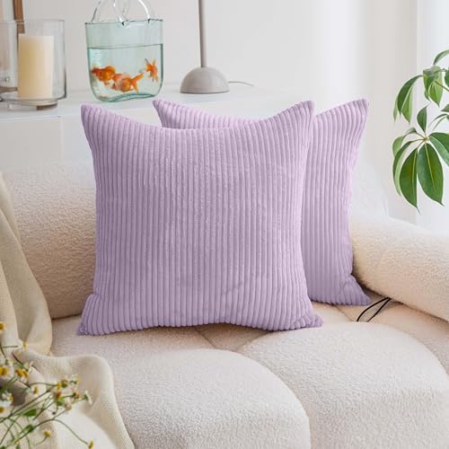 Demetex Purple Striped Corduroy Pillow Covers 18x18