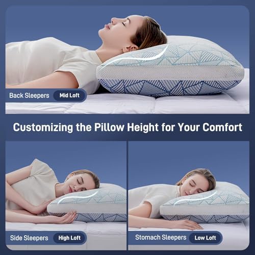 Paxavofa Shredded Memory Foam Cooling Bamboo Viscose Queen Pillow
