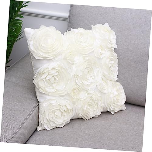 Invisible Zipper Square Pillow Cover with 3D Rose Design