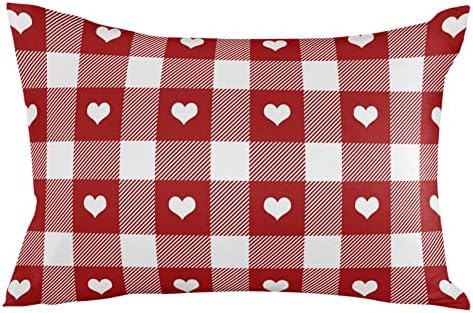 Waterproof Pillow Protector 2 Pack Buffalo Plaid Heart Shape 12x20