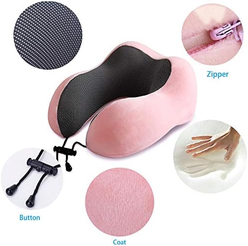 TALLGO Travel Pillow with Memory Foam Support Pink 1